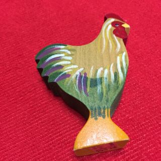 Rare Kinderkram Wooden Rooster Handmade Figurine (Germany) 2