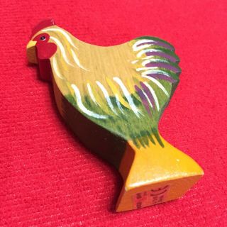 Rare Kinderkram Wooden Rooster Handmade Figurine (Germany) 4