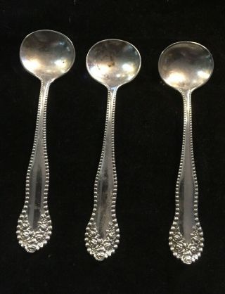 3 Vintage Sterling Silver Salt Spoon 1897 Lancaster Pattern By Gorham