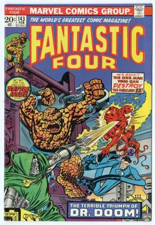 Fantastic Four 143 Nm - 9.  2 White Pages Vs.  Dr.  Doom Marvel 1974