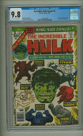 Incredible Hulk Annual 5 (cgc 9.  8) Ow/w Pgs; 2nd App.  Groot; Kirby - C (c 23695)