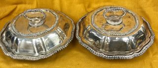 Vintage Tw & S Silver Plated Hard Soldered Serving Dishes With Cloche/lids 202