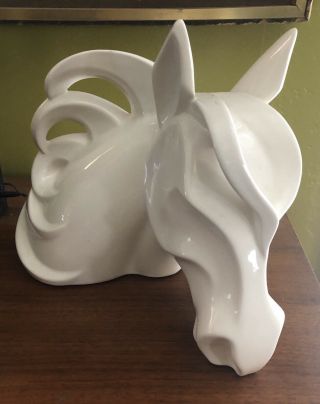 Vintage 1980 Porcelain White Horse Head Signed Jaru
