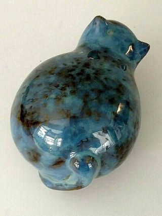 Vintage Art Pottery Cat Kitten Figurine Collectible Blue & Brown 4