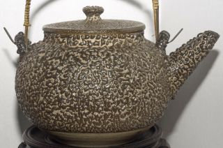 Japanese Meiji Period Satsuma Teapot With Jakatsu Glaze From Ryumonji Kilns 19 C