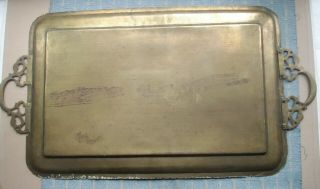 Old Antique Brass Moghul Temple Design 19th Century Large Brass Tray Indian Fine 6