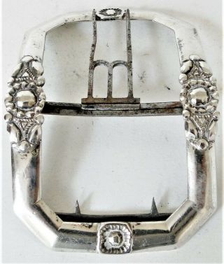 RARE 200 YEAR OLD FRENCH SOLID SILVER BELT BUCKLE PARIS 1805 UNUSUAL 2