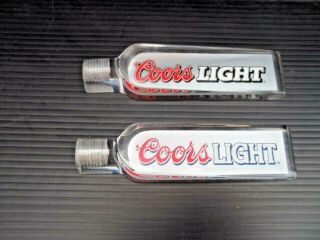 2 Coors Light Beer Tap Handle Pull Lucite Clear Red/black & Silver 4.  5 In