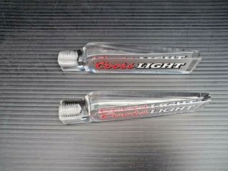 2 Coors Light Beer Tap Handle Pull Lucite Clear Red/Black & Silver 4.  5 in 5