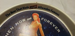 HTF Schlitz Beer Then Now Forever 50th Anniversary of WWII Tin Tray Pin Up Girl 2