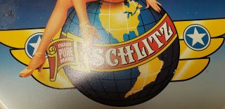 HTF Schlitz Beer Then Now Forever 50th Anniversary of WWII Tin Tray Pin Up Girl 5
