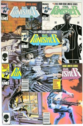S633 Punisher Limited Series 1 - 5 Marvel 7.  0 Fn/vf 1985 1st Punisher Solo Series