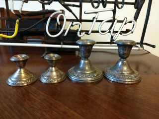 Two Pairs Of Weighted Sterling Candle Holders