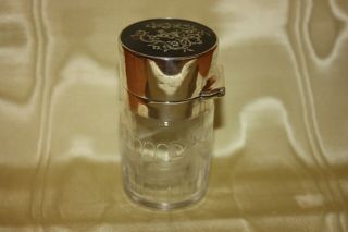 Antique Sterling Silver And Glass Scent Bottle,  English