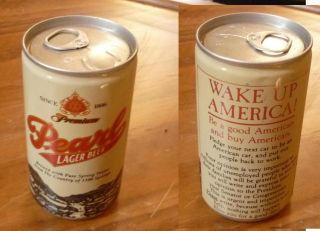 Old American Usa Beer Can,  1970s Pearl Lager Beer San Antonio Texas 12oz Wake Up