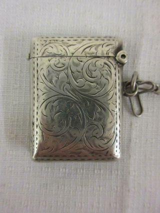 Antique Solid Silver Miniature Vesta Case Matchsafe 1919 Design