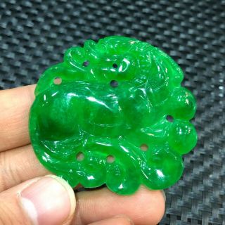 Chinese Handwork Collectible Green Jadeite Jade Amass Fortunes Pi Xiu Pendant