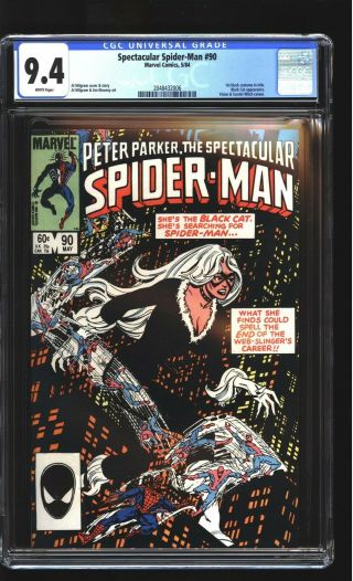 Spectacular Spider - Man 90 Cgc 9.  4 Nm 1st Black Costume Black Cat Marvel 1984
