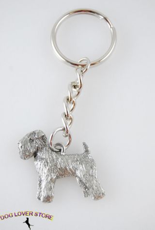 Soft Coated Wheaten Terrier Keychain Pewter