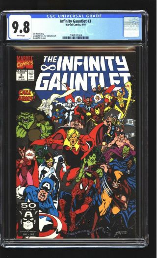 Infinity Gauntlet 3 Cgc 9.  8 Nm/mint Thanos Avengers X - Men Silver Surfer Marvel