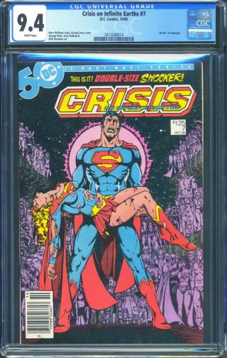 Crisis On Infinite Earths 7 (dc) Cgc 9.  4 Newsstand White Pgs Death Of Supergirl