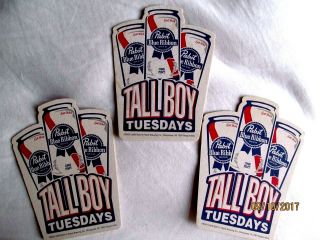 Three (3) Pabst Blue Ribbon Tall Boy Tuesdays Beer Bar Coaster Mat