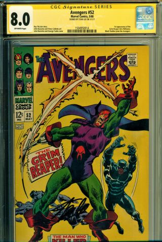 The Avengers 52 Cgc 8.  0 Ss Signed By Stan Lee - The Black Panther Joins Avengers