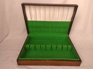 Vintage Sterling Silverplate Flatware Wooden Wood Storage Chest Case Box