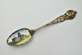 St.  Paul Minnesota State Capitol Sterling Silver Souvenir Spoon With Enamel 1