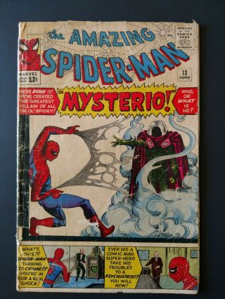 Spiderman 13 Marvel Comics.  First Appearance Of Mysterio.  Low Grade