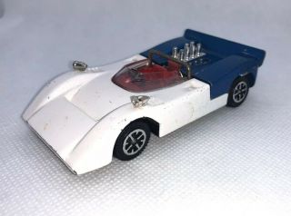 Dinky Toys 223 Mclaren Can Am M8a Racing Car Blue/white,  Broken Pipe 4”