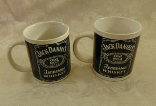 Set Of Two (2) Jack Daniels Whiskey Coffee Cup Mug Ceramic Old No 7