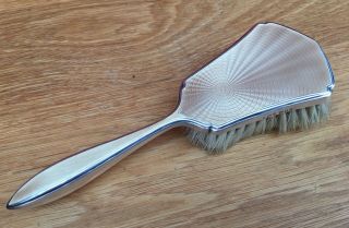 Solid Silver And Guilloche Enamel Clothes Brush,  Hallmarked London 1937