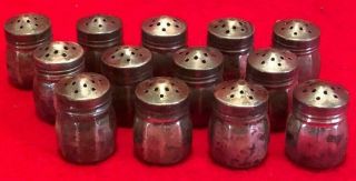Set Of 13 Vintage Sterling Silver Miniature Mini Personal Salt Pepper Shakers