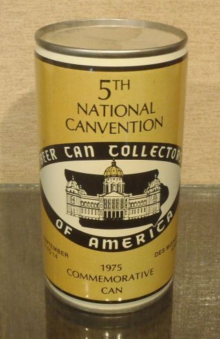 1975 Bcca Beer Can Collectors Of America 5th Canvention Des Moines Iowa Crimped