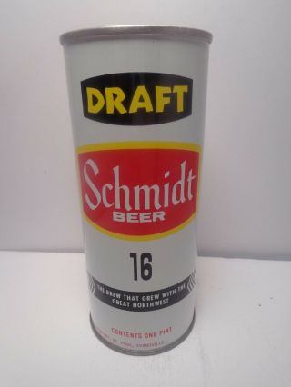 16oz Schmidt Draft Straight Steel Pull Tab Beer Can 167 - 5 St.  Paul,  Minn.