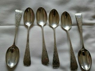 Set Of 6 Bright Cut Solid Silver Teaspoons - London 1897 Wakely And Wheeler - 98.  1g