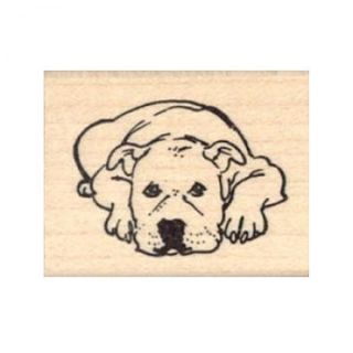 Pit Bull Lying Down Rubber Stamp - (rh21916)