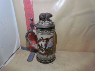 Gerz Wildlife Stein,  Made In West Germany - Grizzly Bear On Lid By Zinn