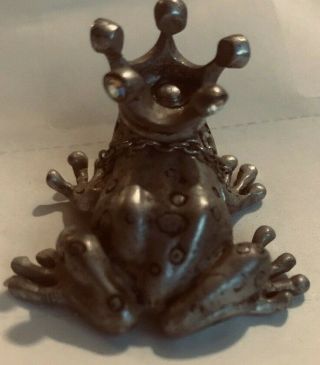 FROG Froggy Kiss Me Crown Prince King Fairy tale Rhinestone Heart Pewter toad 4