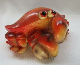 Porcelain Bright Color Crab Figurine With Crossed Claws.