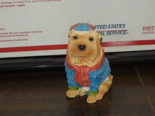 Shar Pei Puppy Dog Figurine,  With,  Hat & Sweater