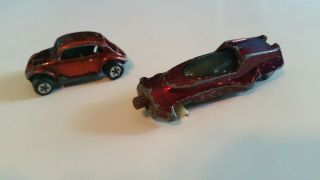 Vintage Topper Toys Johnny Lightning Bug Bomb Red & Wedge Needle Racer