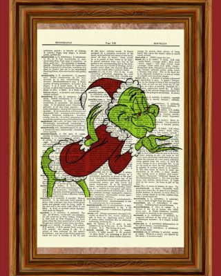 Dr.  Seuss How The Grinch Stole Christmas Dictionary Art Print Picture Poster