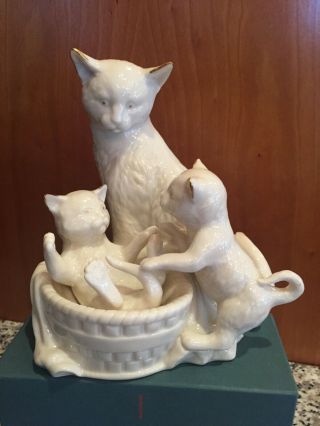 Lenox Mother Cat With Kittens Figurine Made In Usa,  Purrfect For Mother 