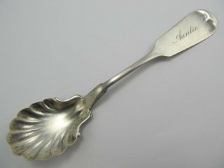 Whiting Mfg Co Fiddle Sterling Silver Vintage Sugar Spoon ‘auntie’ Xlnt Cond