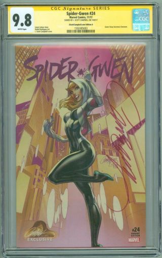Spider - Gwen 24 Cgc Ss 9.  8 Nm/mt J Scott Campbell Exclusive Cover A Variant 2017