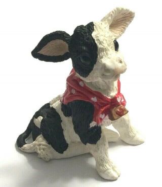 A Holstein Black & White Calf Baby Cow Red Bandanna 3” Figurines