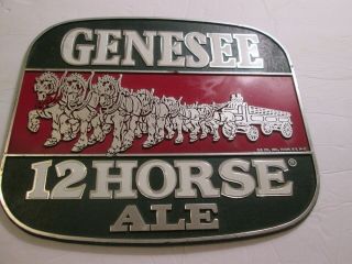Genesee Beer Sign 12 Horse Ale Advertising Usa Ny Hard Plastic 11 1/2 X 10