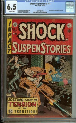 Shock Suspenstories 14 Cgc 6.  5 Ec Comic Horror In Senate Hearings Gold 10c